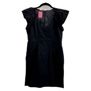 LBD little black dress mini puff shoulders pencil size medium runs small